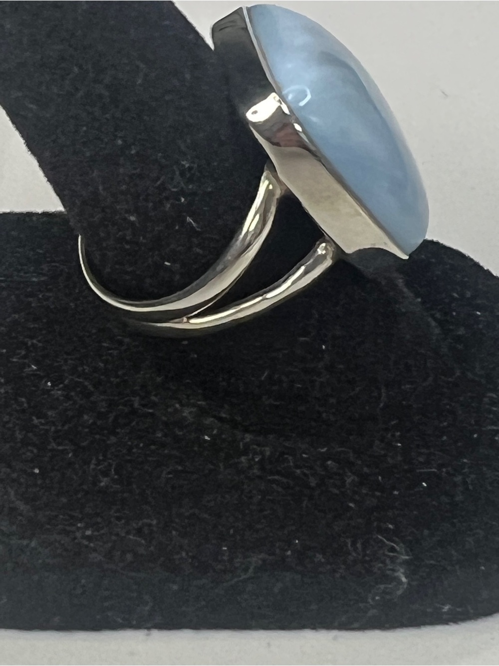 Sterling Silver Owyhee Blue Opal Cushion Statement Ring Size 6 - Picture 3 of 4